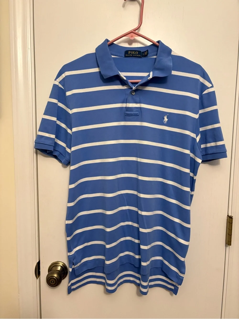 Ralph Lauren Blue and White Striped Polo Shirt